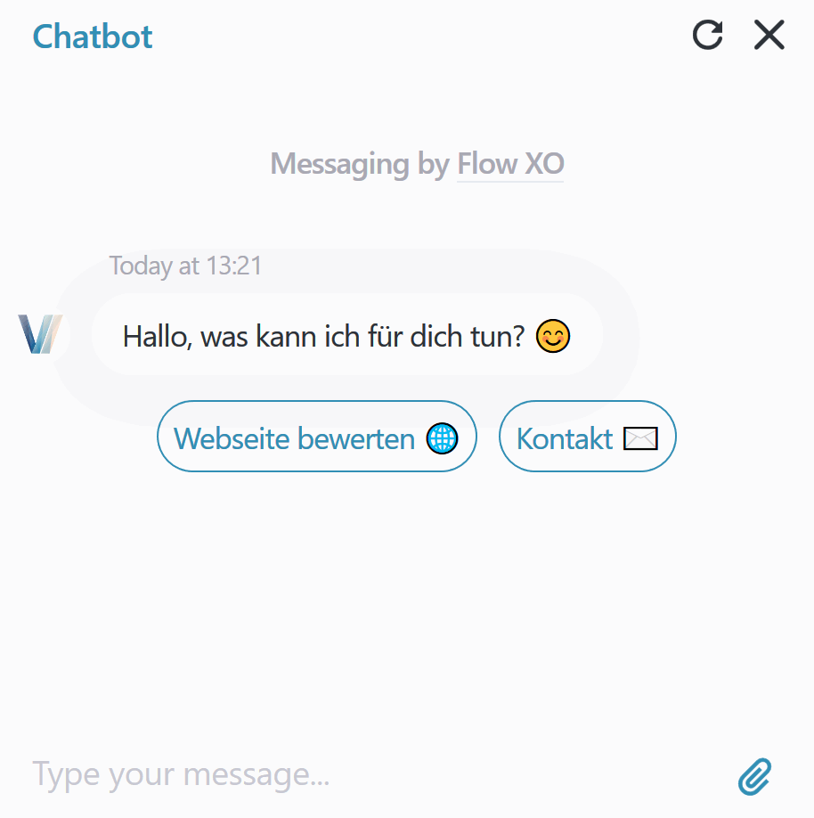 Flow XO Beispiel geöffneter Chatbot